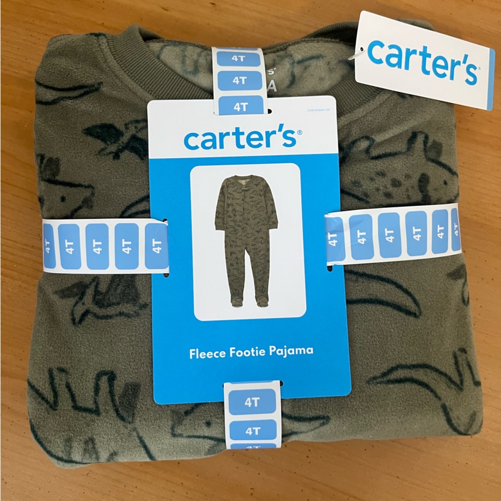 Carter's Olive Dinosaur Fleece Pajama